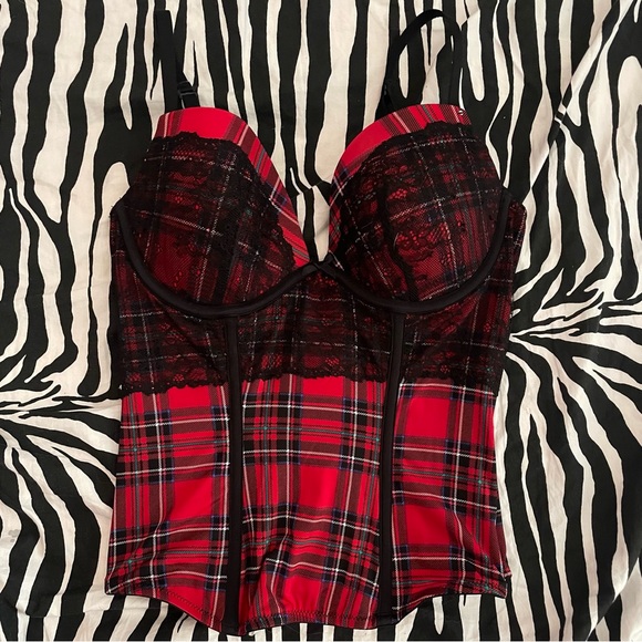 La Senza Red plaid corset bustier top 💋 - Picture 2 of 4
